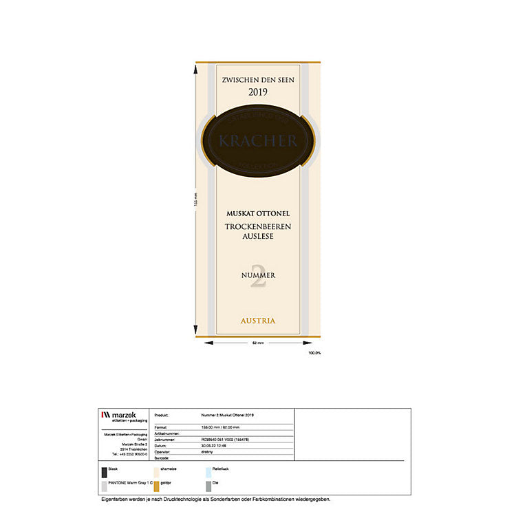 2019 Weinlaubenhof Alois Kracher Kollektion Muskat Ottonel Zwischen Den Seen Trocken Beeren Auslese Nummer 2 375ml