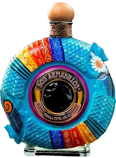 Dos Armadillos Super Premium Oaxaca Collection Painted Blue Clay Extra Anejo Tequila 750ml