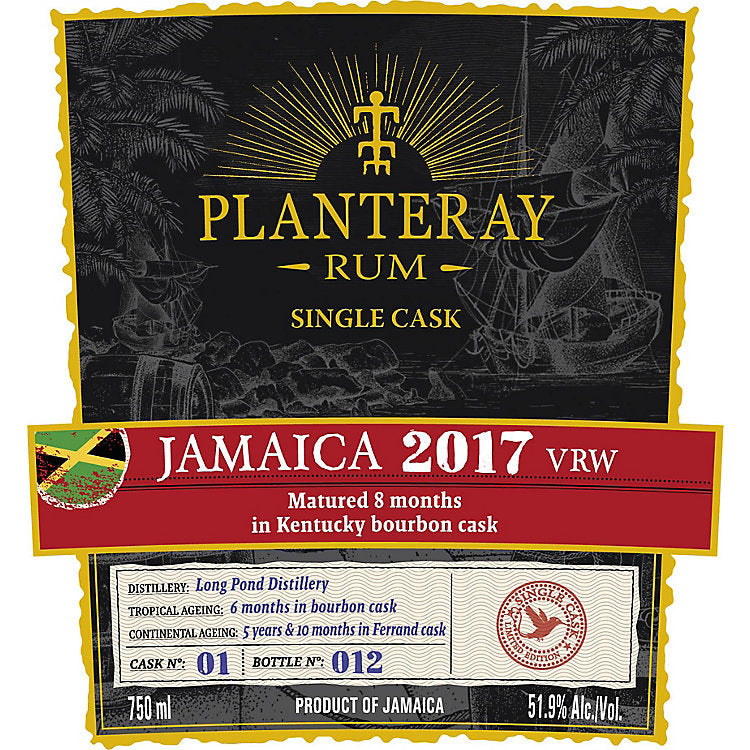 Plantation Planteray Long Pond VRW 6 Year Old Bourbon Matured Single Cask Rum 750ml