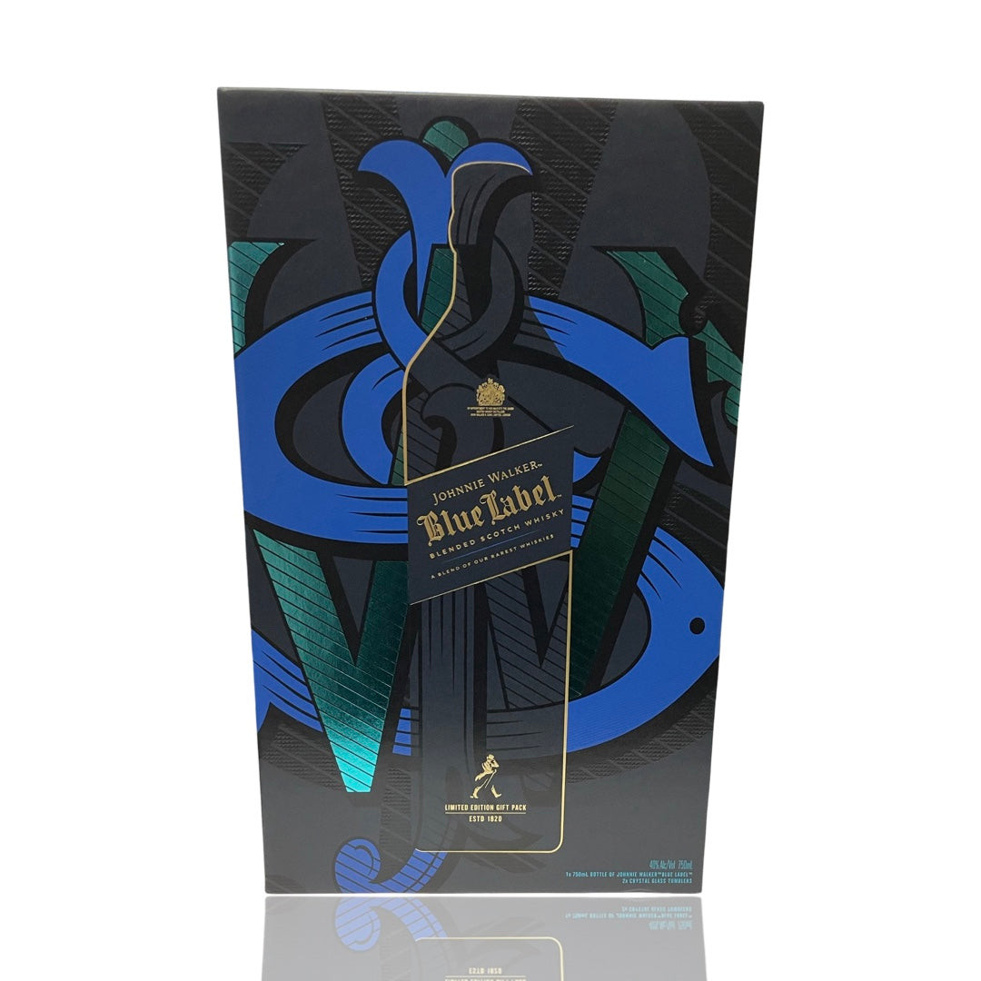 Johnnie Walker Blue Label Blended Scotch Whisky with Glasses 750ml