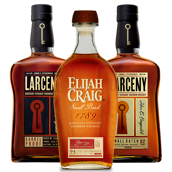 Larceny Barrel Proof, Larceny Bourbon, & Elijah Craig Small Batch Bourbon Whiskey Bundle 750ml 3-Pack