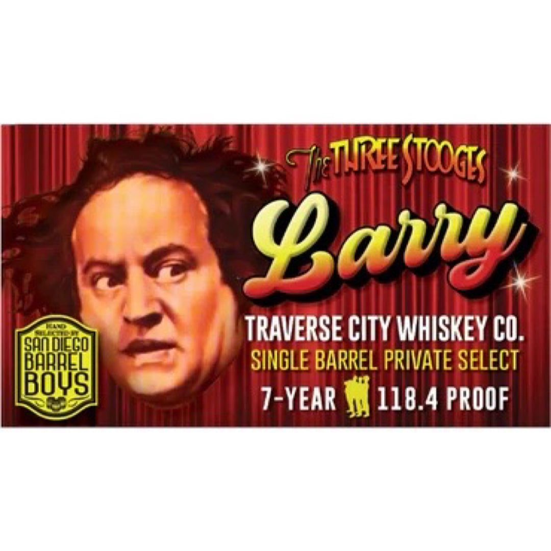 Traverse City Whiskey Co. 7 Year Old Barrel Proof San Diego Barrel Boys Single Barrel Private Select Bourbon 'The Three Stooges - Larry'