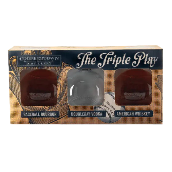 Cooperstown Distillery Triple Play Baseball American Whiskey, Bourbon & Vodka Bundle 750ml 3-Pack