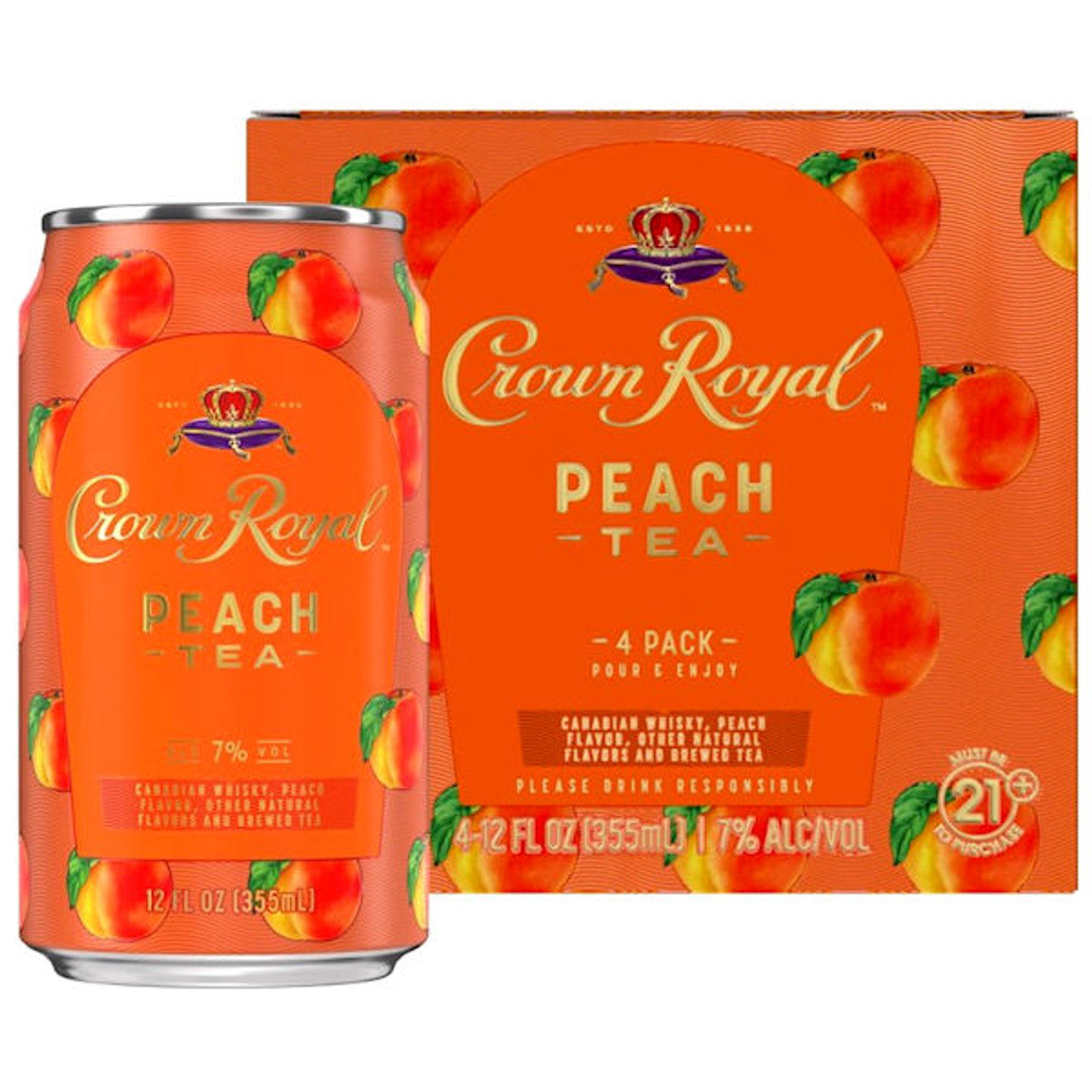 Crown Royal Peach Tea Ready to Drink Cocktail 12-Oz Can 4-Pack
