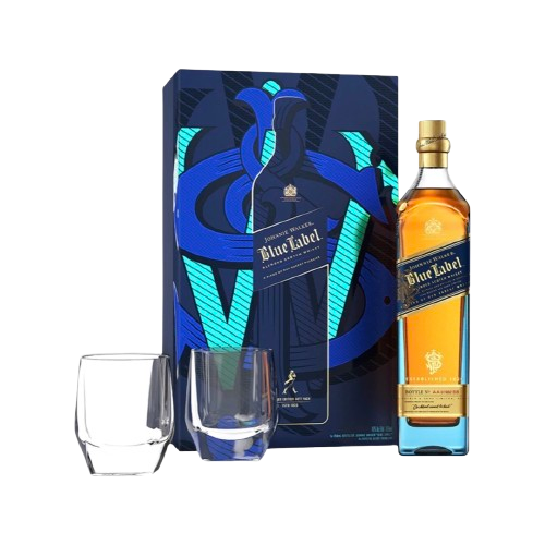 Johnnie Walker Blue Label Blended Scotch Whisky with Glasses 750ml
