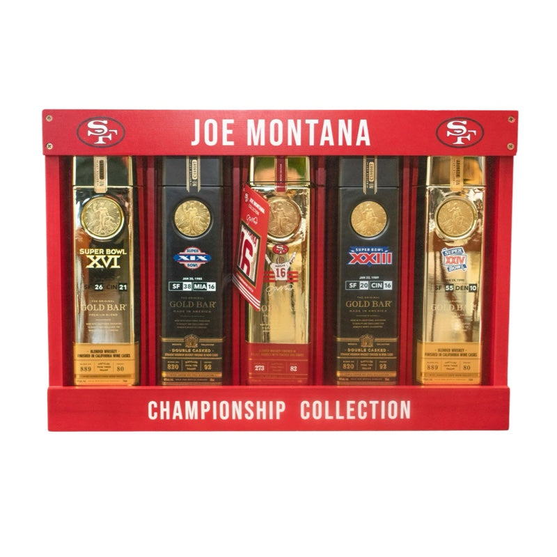 Gold Bar Joe Montana Championship Collection American Whiskey Box Set Bundle 750ml 5-Pack