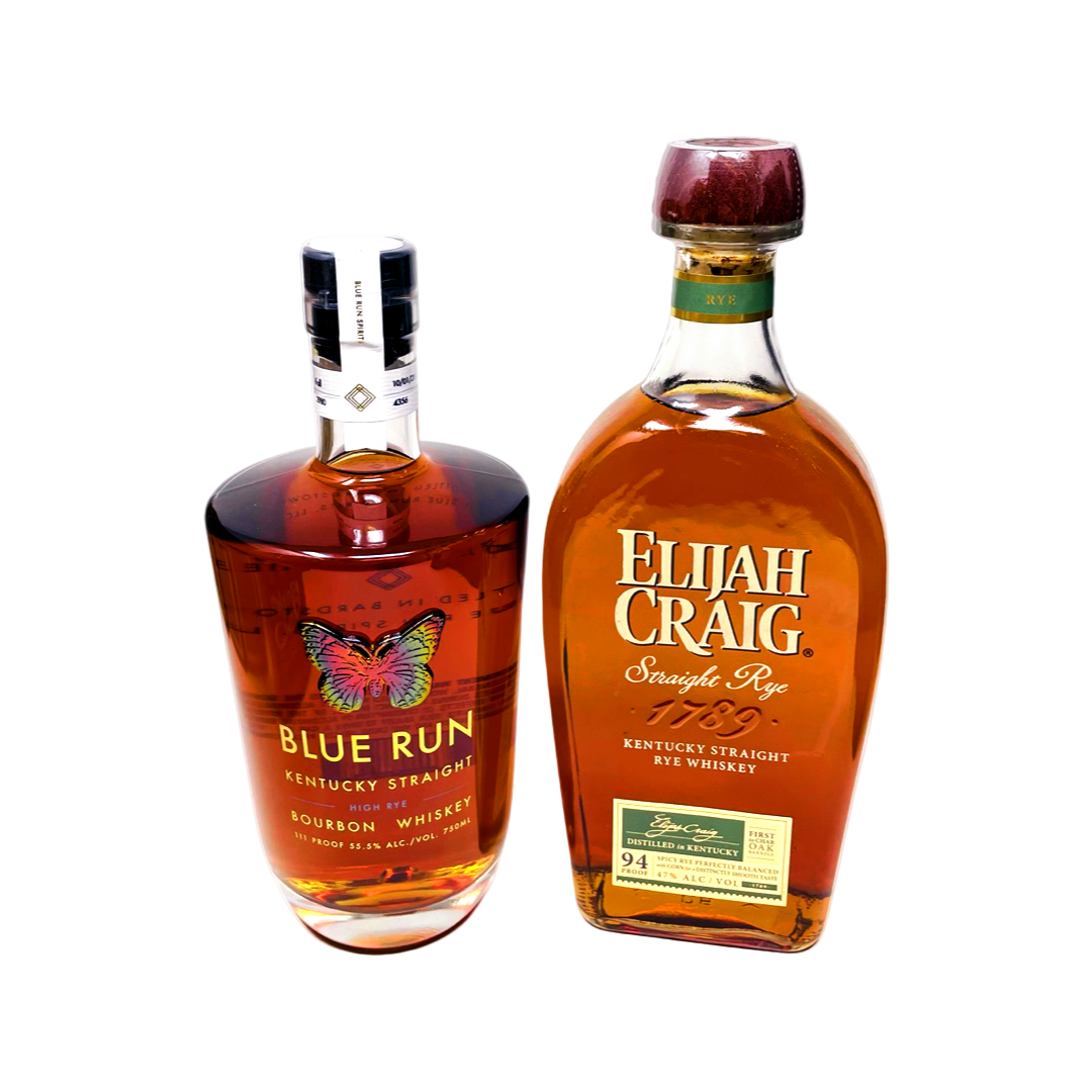 Blue Run High Rye Bourbon & Elijah Craig Straight Rye Whiskey Bundle 750ml 2-Pack