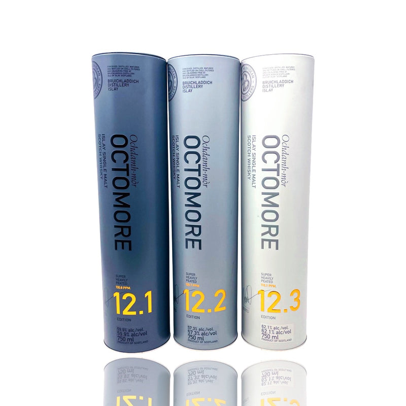 Bruichladdich Octomore Edition 12.1, 12.2 & 12.3 Bundle Single Malt Scotch Whisky 750ml 3-Pack