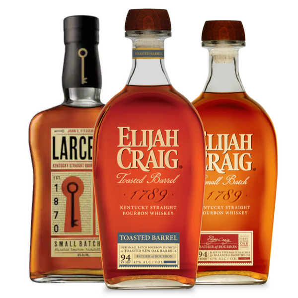 Elijah Craig Toasted Barrel, Elijah Craig Small Batch & Larceny Bourbon Whiskey Bundle 750ml 3-Pack