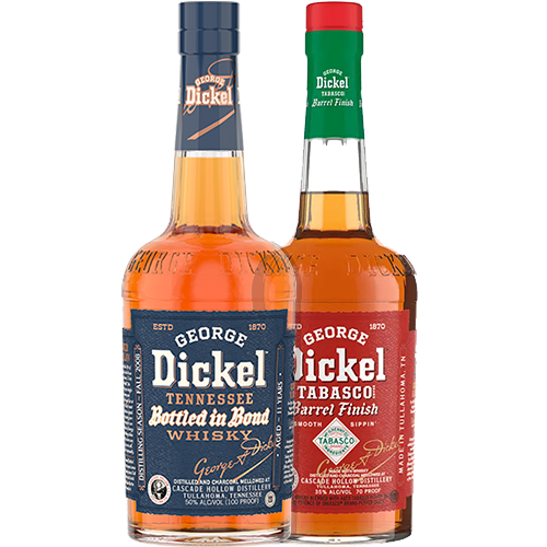 George Dickel Bottled in Bond & Tabasco Barrel Finish Tennessee Whiskey Bundle 750ml 2-Pack