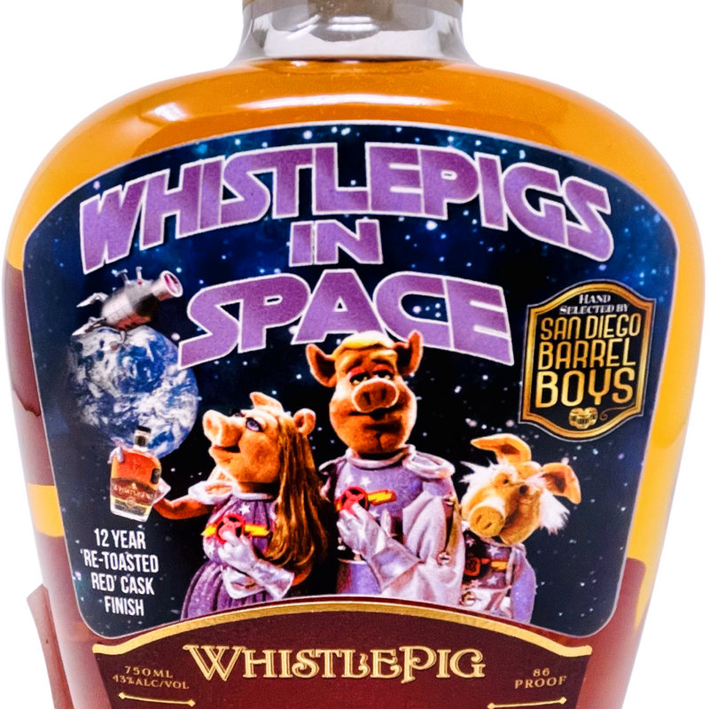 Whistle Pig San Diego Barrel Boys 12 Year Old Bespoke Barrel Rye Aged in a Re-Toasted Red Cask Single Barrel 'WhistlePigs in Space'
