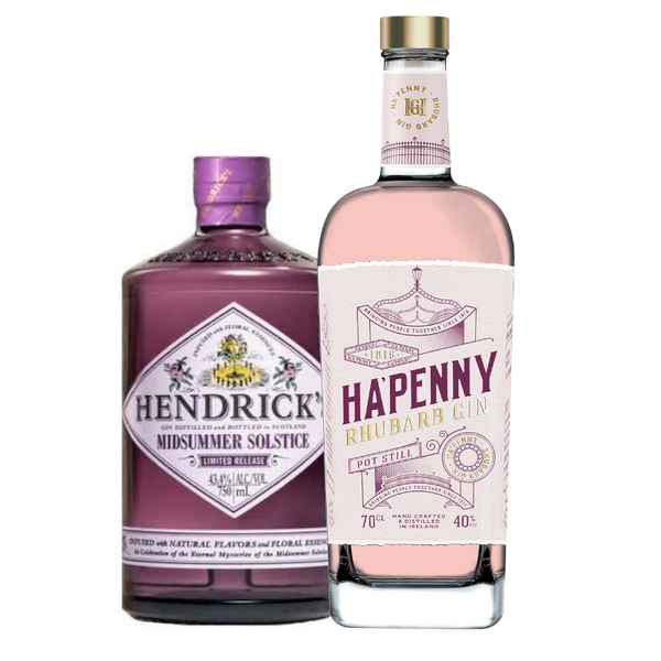 Ha'Penny Rhubarb Gin & Hendricks Midsummer Solstice Bottle Combo