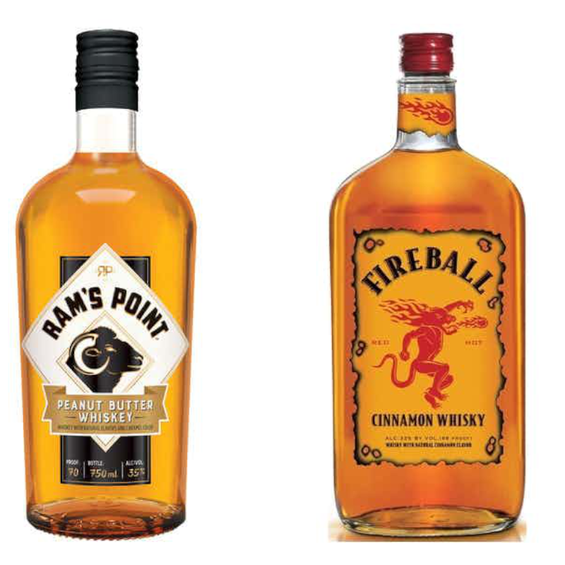 Fireball Cinnamon Whiskey & Rams Point Peanut Butter Whiskey Bottle Combo